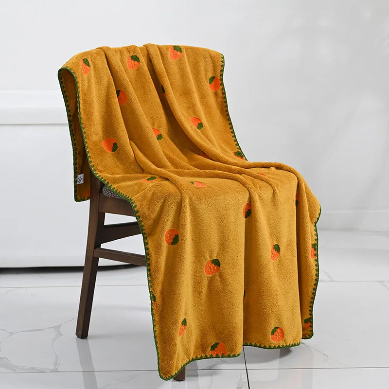 Embroidered Fruit Bath and Hand Towels Set