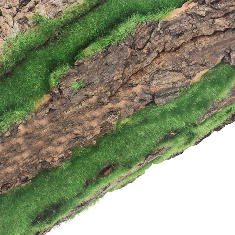 DIY Green Bark Wall Decoration with Silk Plant Branch