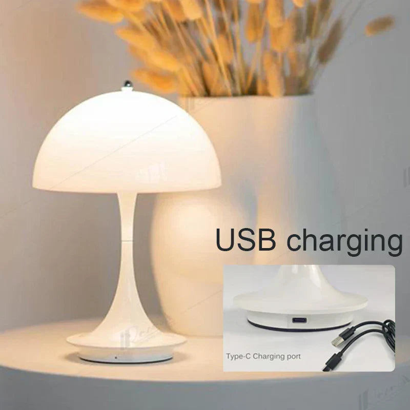 Rechargeable Dimmable Mushroom LED Table Lamp