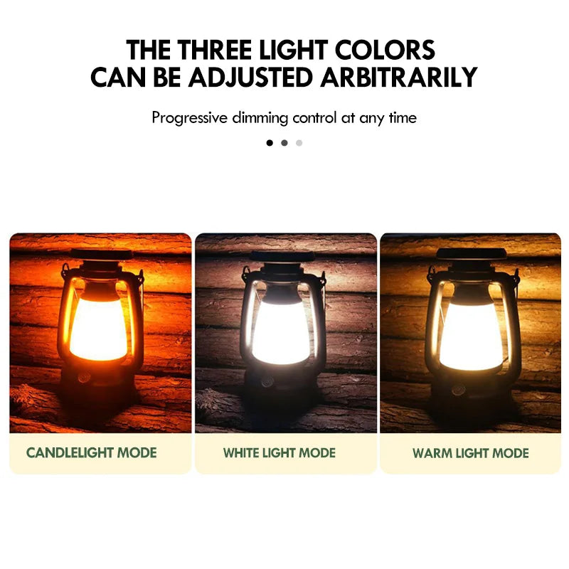 Retro LED Lantern with Remote Control - Rechargeable Table Lamp for Indoor and Outdoor Use