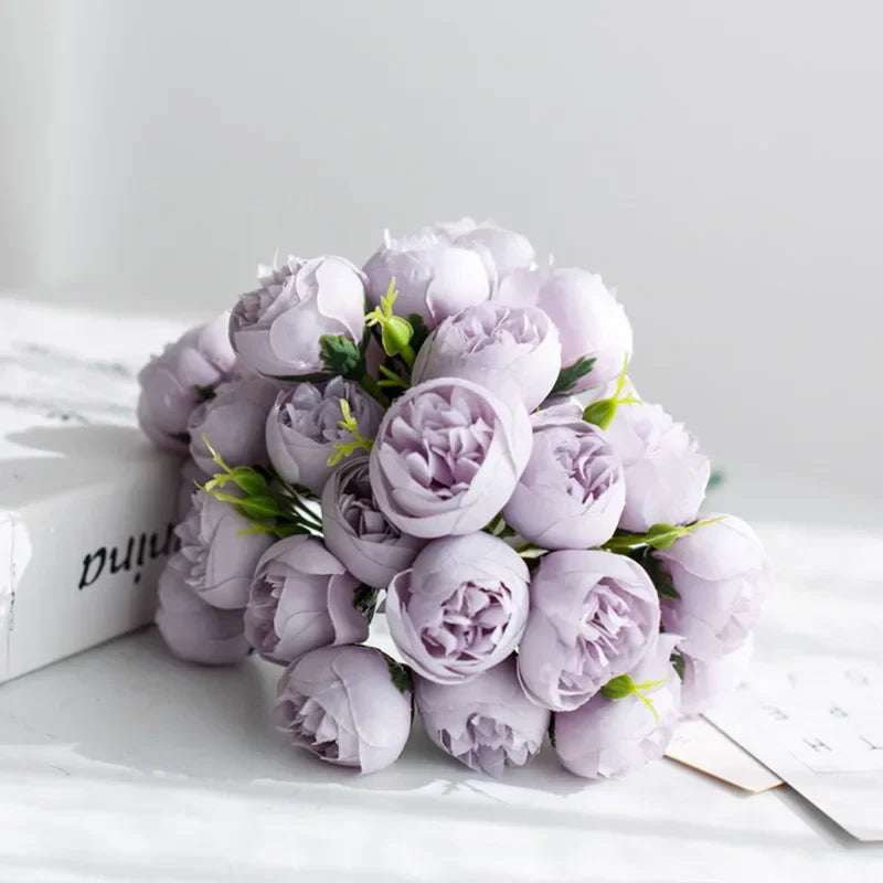 Silk Peony Wedding Bouquet with 27 Realistic Blooms