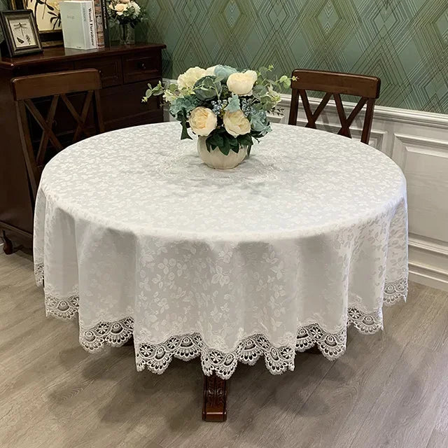 Victorian Lace Ruffle Round Tablecloth