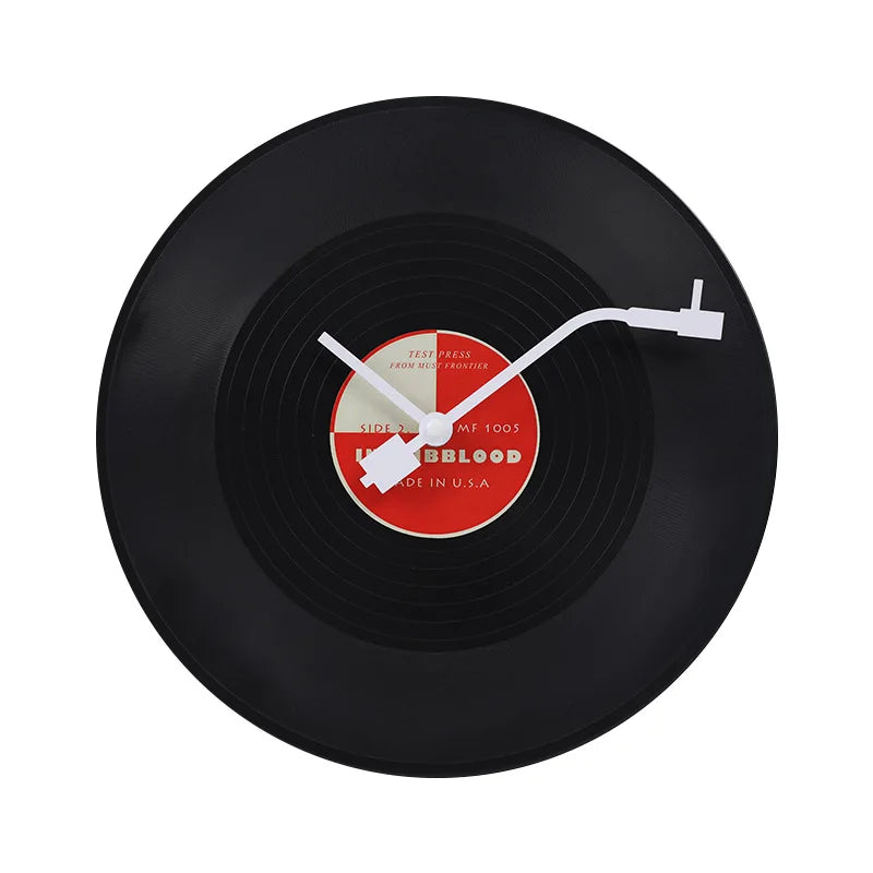 Musical Vinyl Record Wall Clock - Retro Plastic Design