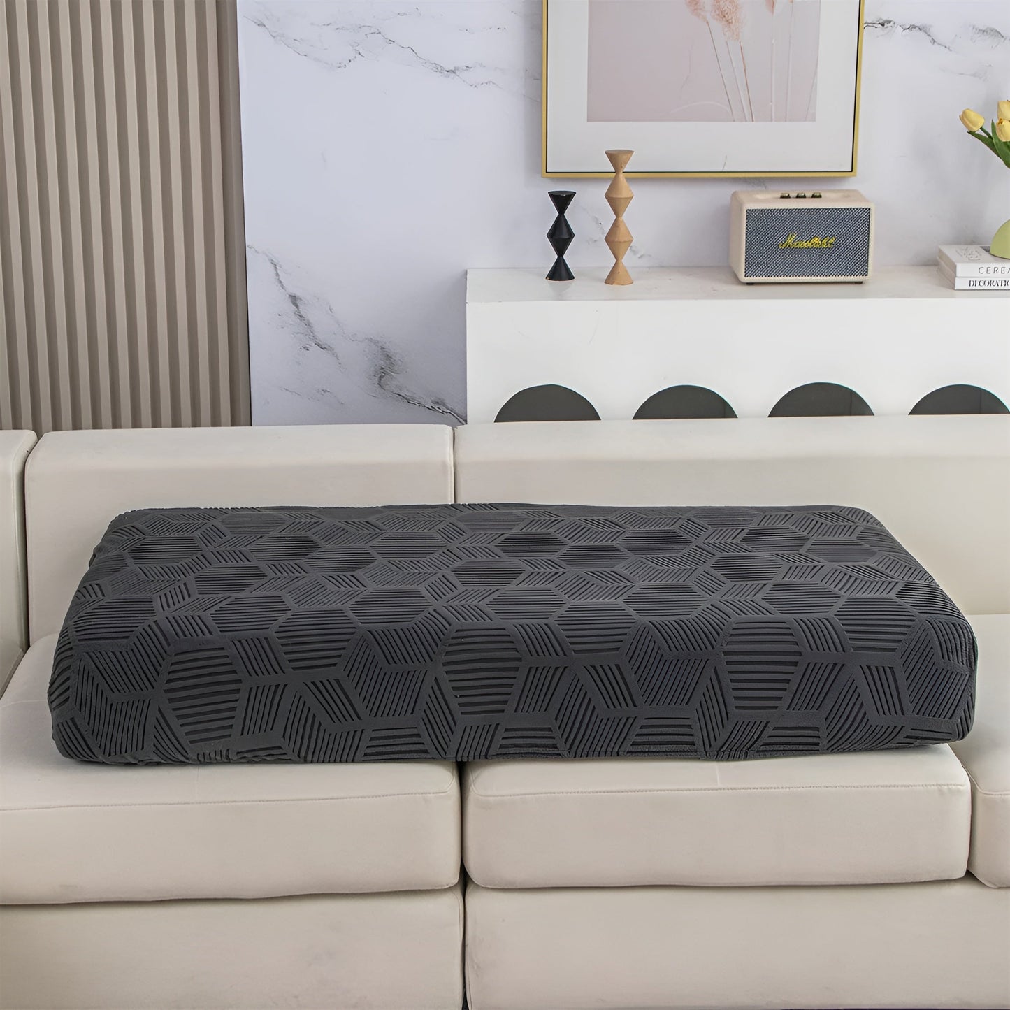 Geometric Jacquard Sofa Cover - Soft, Pet-Friendly, 360° Protection