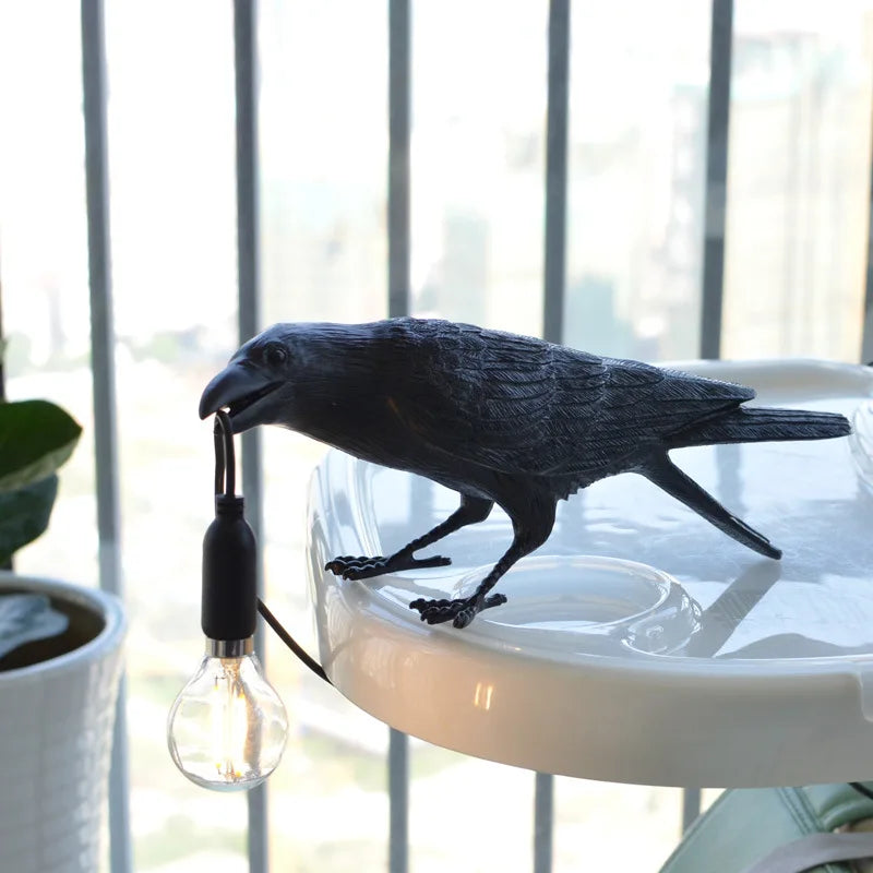 Modern Lucky Bird Table Lamp with Resin Design and LED Lighting