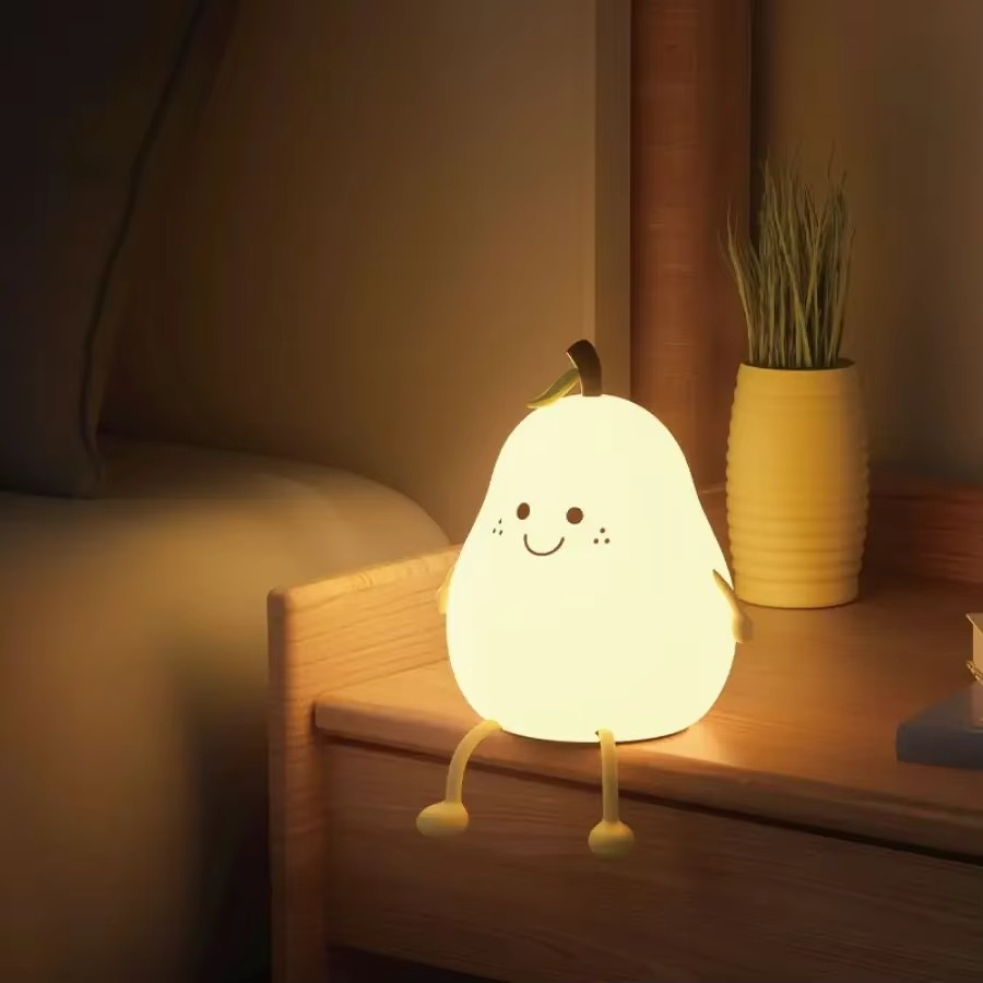 Multicolor Silicone Pear Night Light with Touch Control
