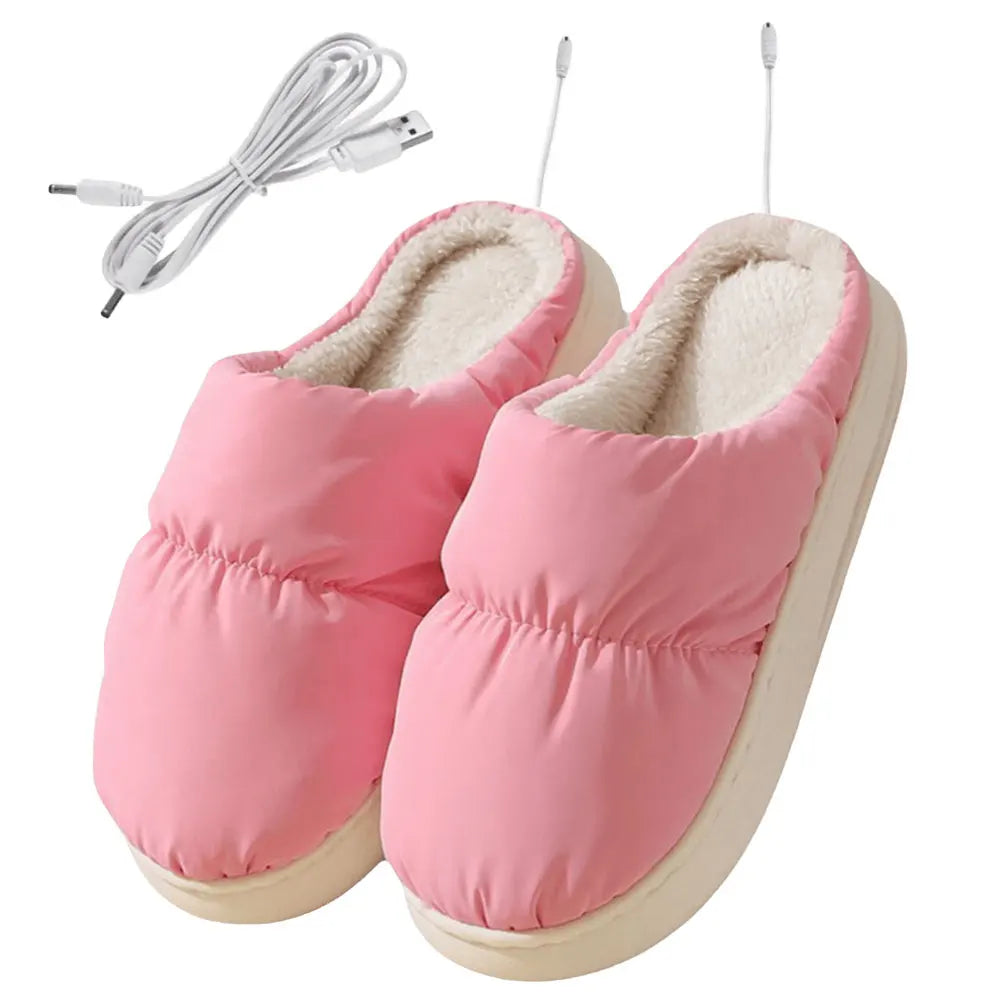 Heated Plush Slippers with Adjustable Temperature Settings