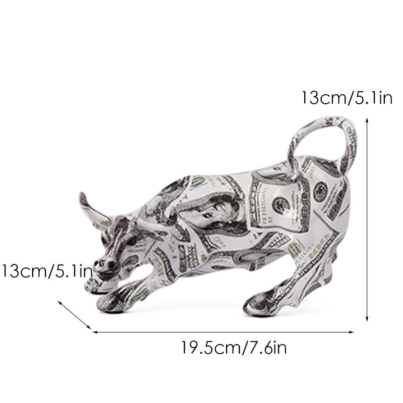 Graffiti Bull Figure Statue - Colorful Desk Ornament for Home and Office