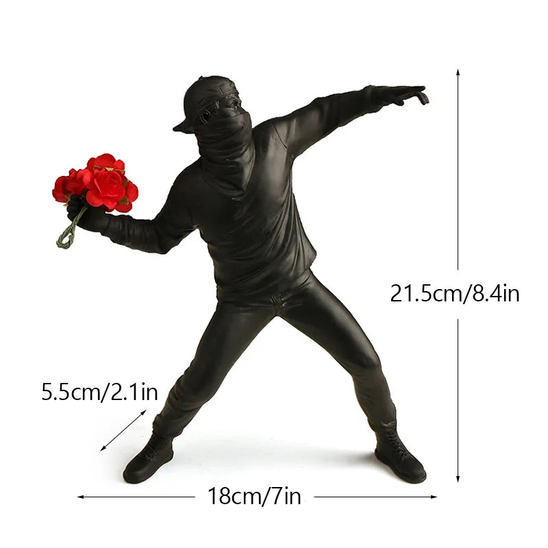 Banksy Inspired Flower Thrower Sculpture