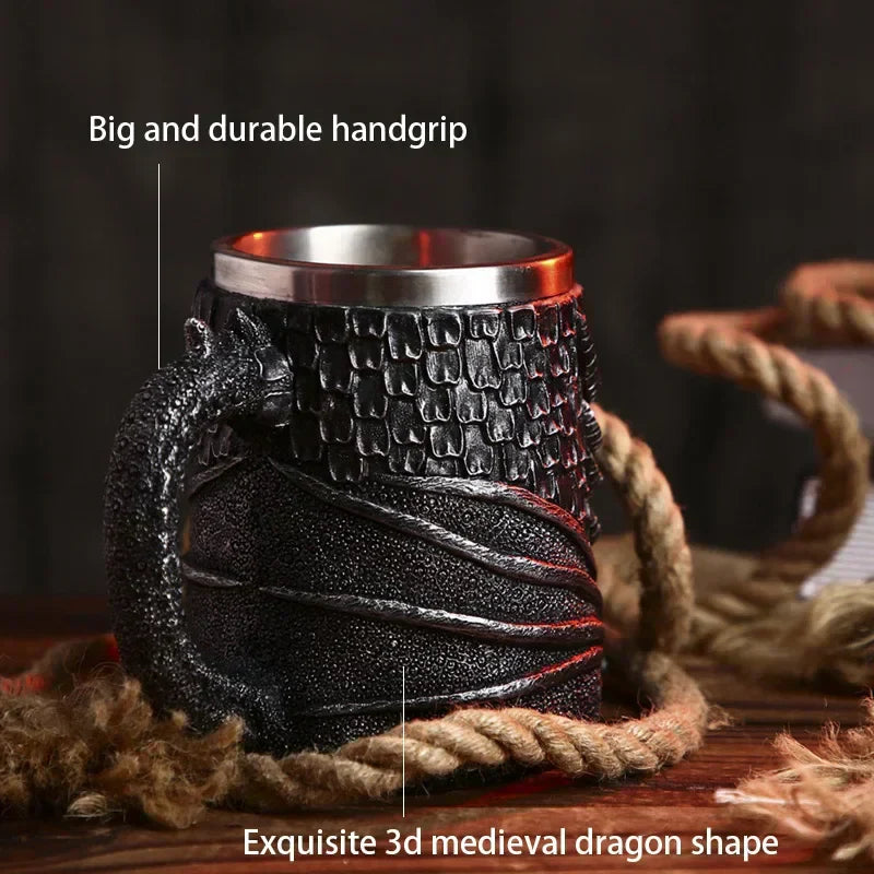 Medieval Dragon Resin and Stainless Steel Mug 600ml