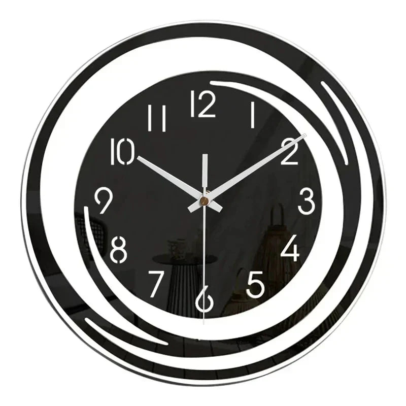 Black Acrylic Minimalist Wall Clock - Modern Nordic Design