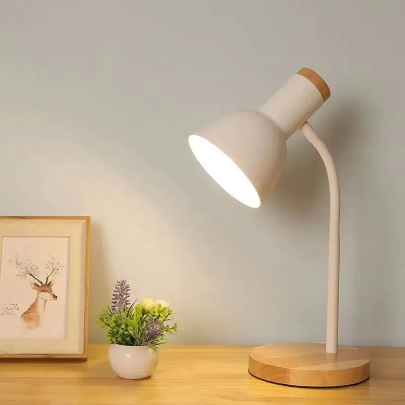 Scandinavian Wood and Iron LED Desk Lamp