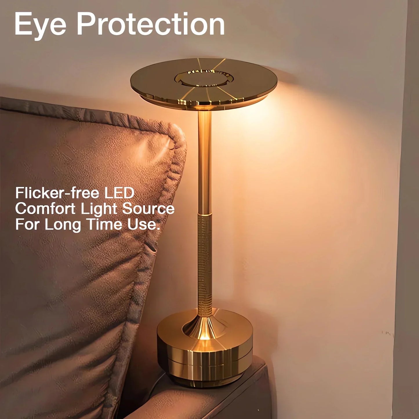 Cordless Rechargeable Touch Control Table Lamp with Dimmable LED and Stainless Steel Finish