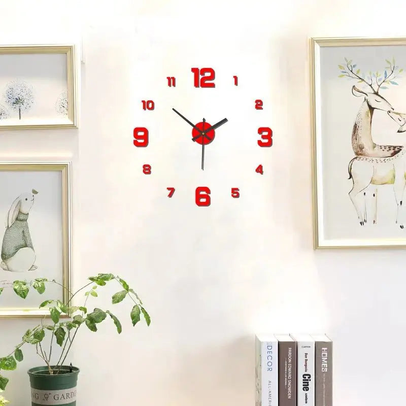 Frameless Contemporary Wall Clock with Large Numbers