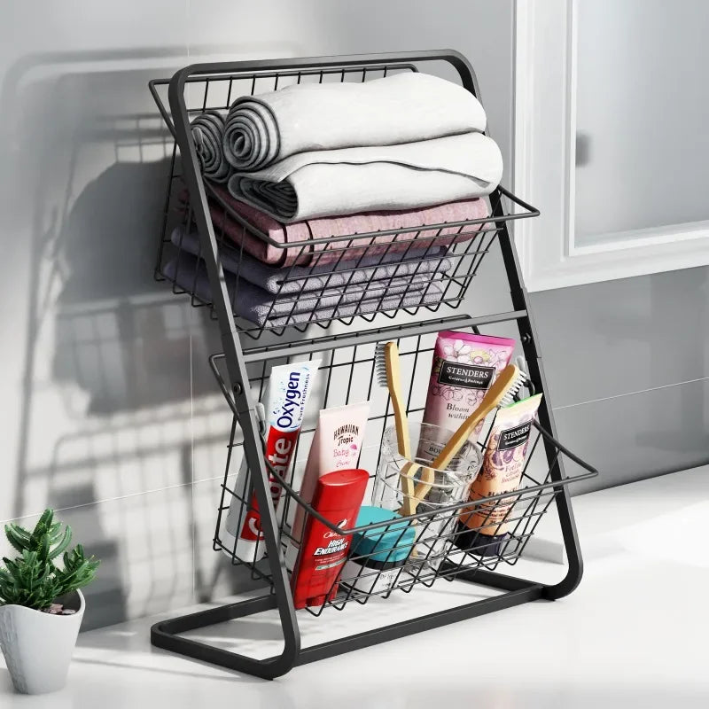 Double-Layered Iron Cascade Fruit Basket