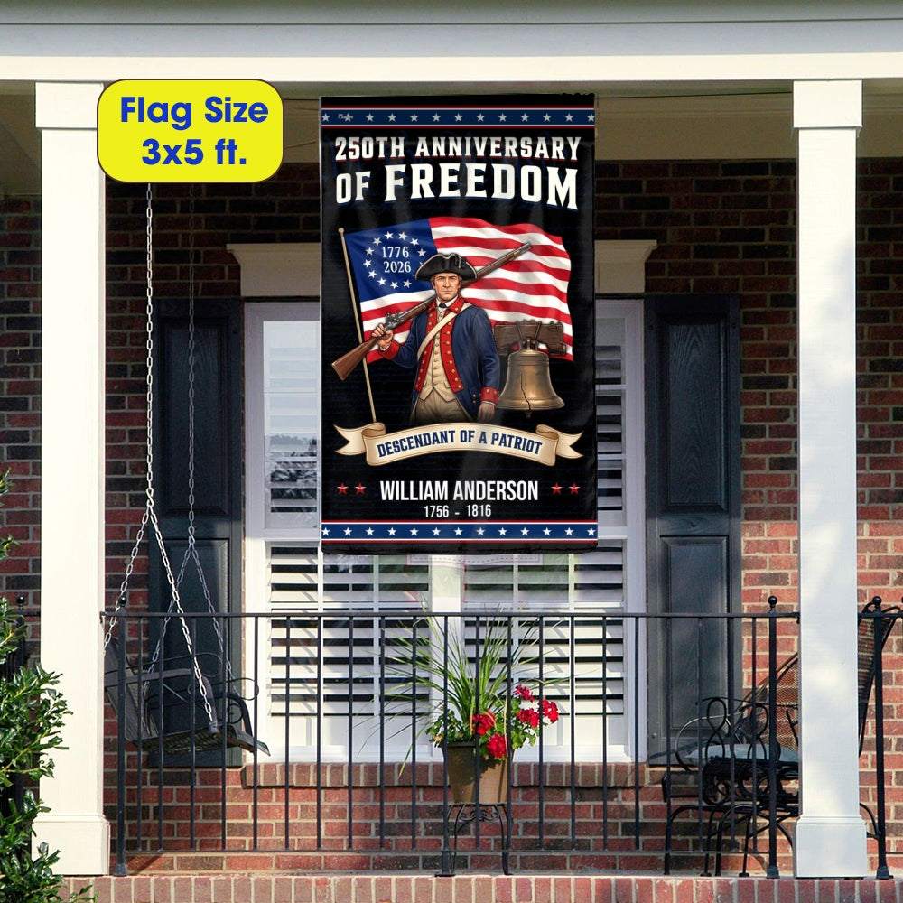 Custom Printed 250-Year Patriot Flag for Indoor Outdoor Use
