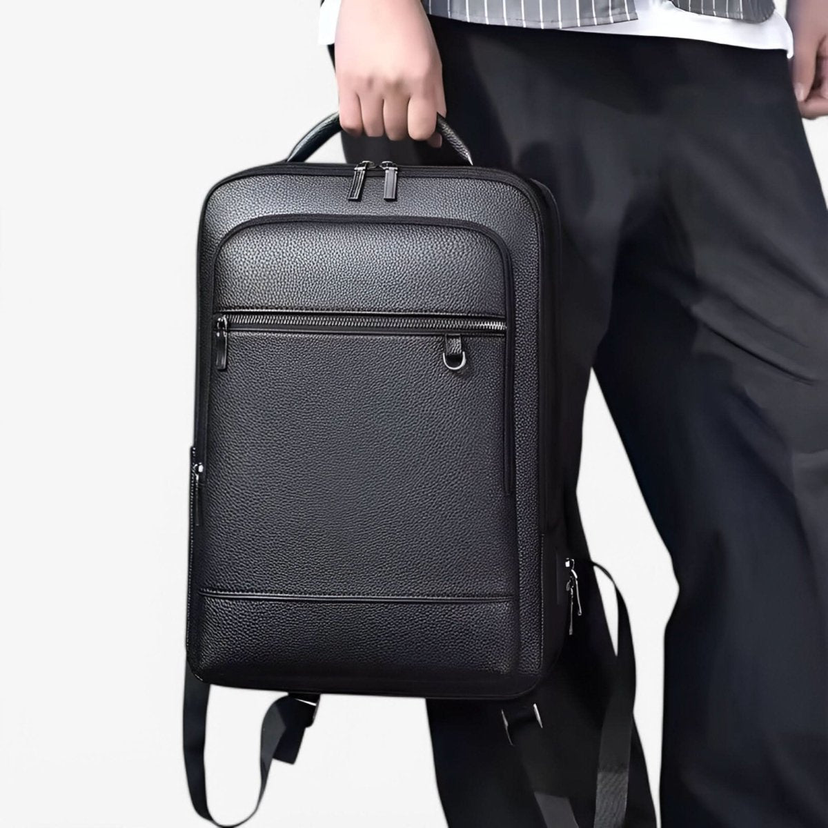 Smart PU Leather USB Backpack for Laptops up to 15.6 Inches