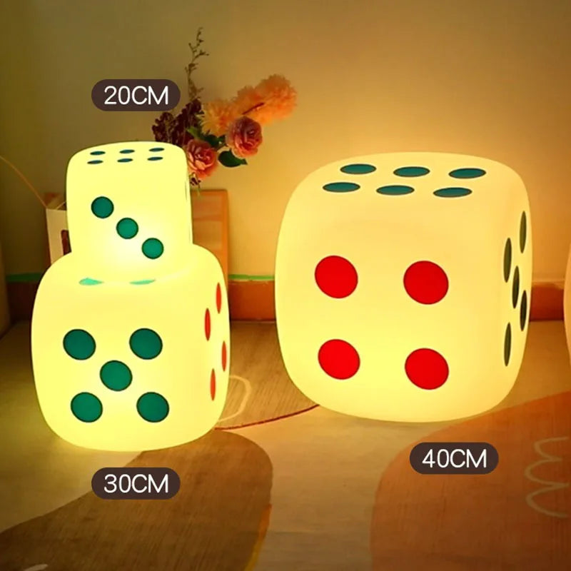 Dice-Shaped Bedside Table Lamp with Storage Drawers