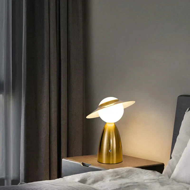 Cordless Touch Control Hat-Shaped Table Lamp