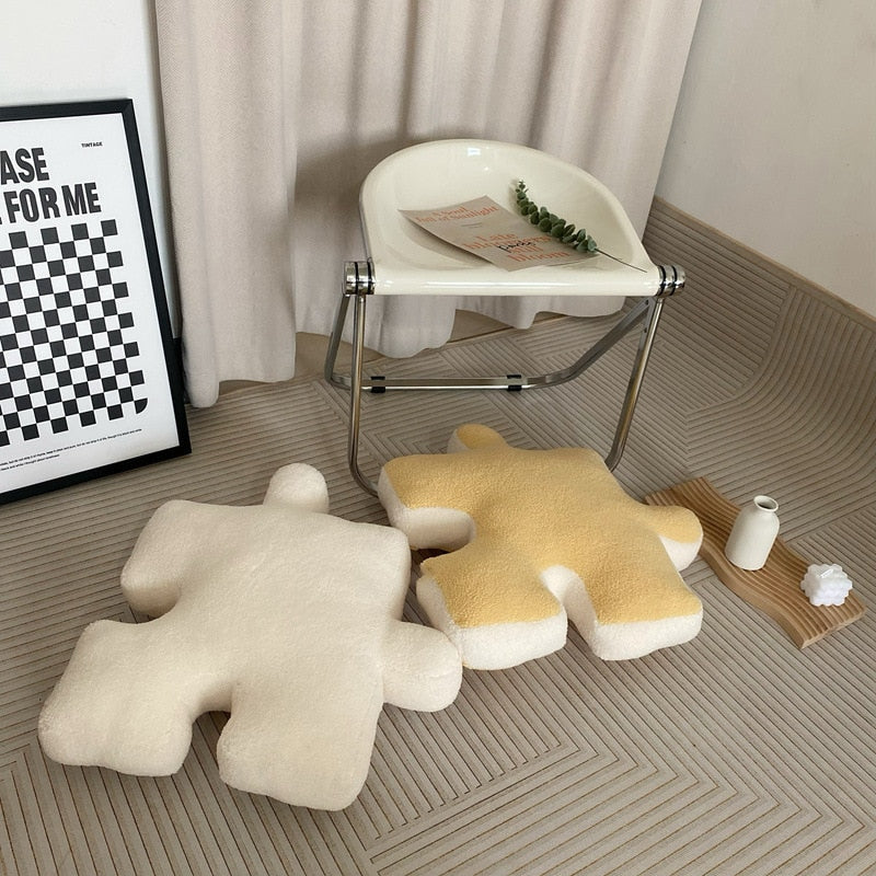 Premium Wool and Cotton Puzzle Block Pillow 20 x 20 Inch