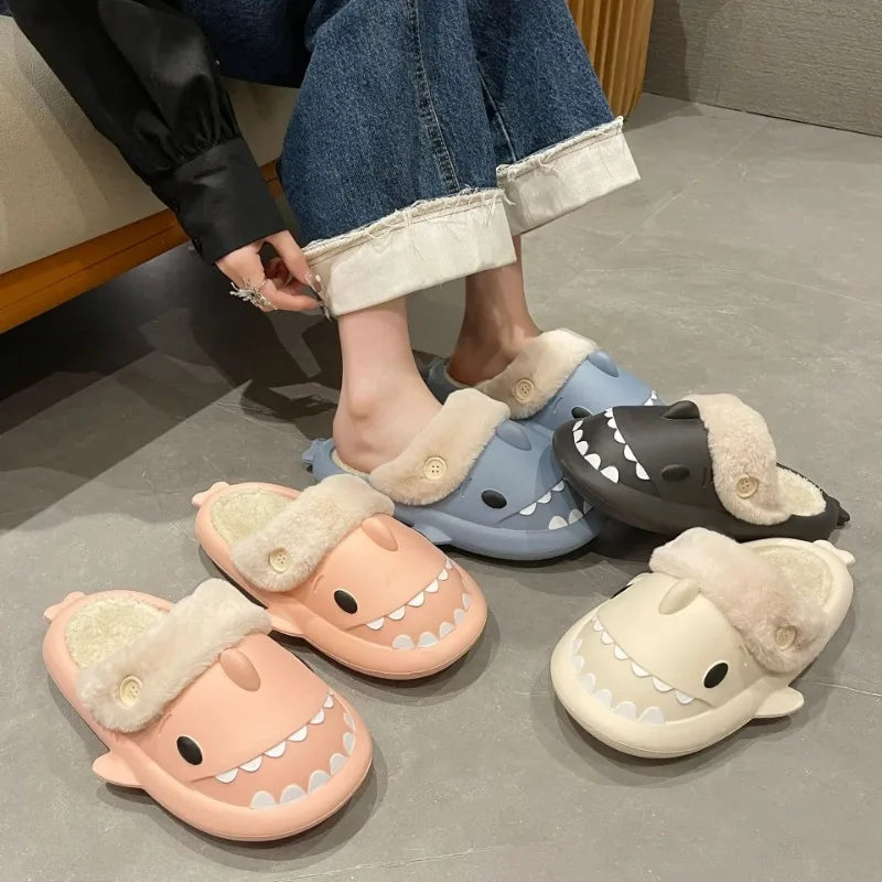 Funny Shark Cotton Slippers with Non-Slip Sole