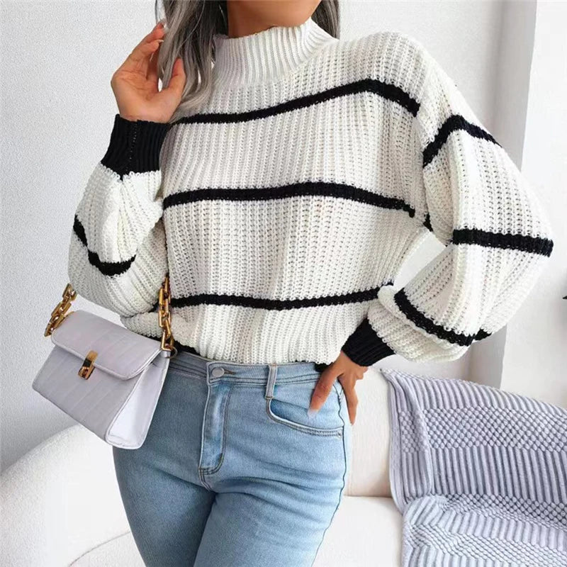 Naelya - Monochrome Striped Sweater