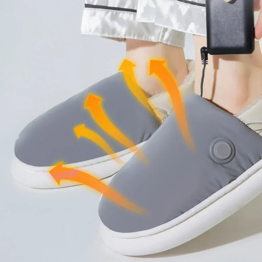 Heated Plush Slippers with Adjustable Temperature Settings