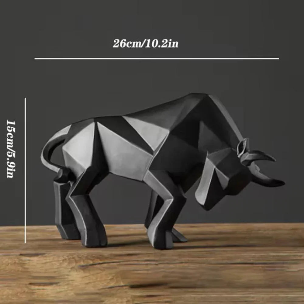 Geometric Bull Figure Modern Resin Decor for Office and Living Room