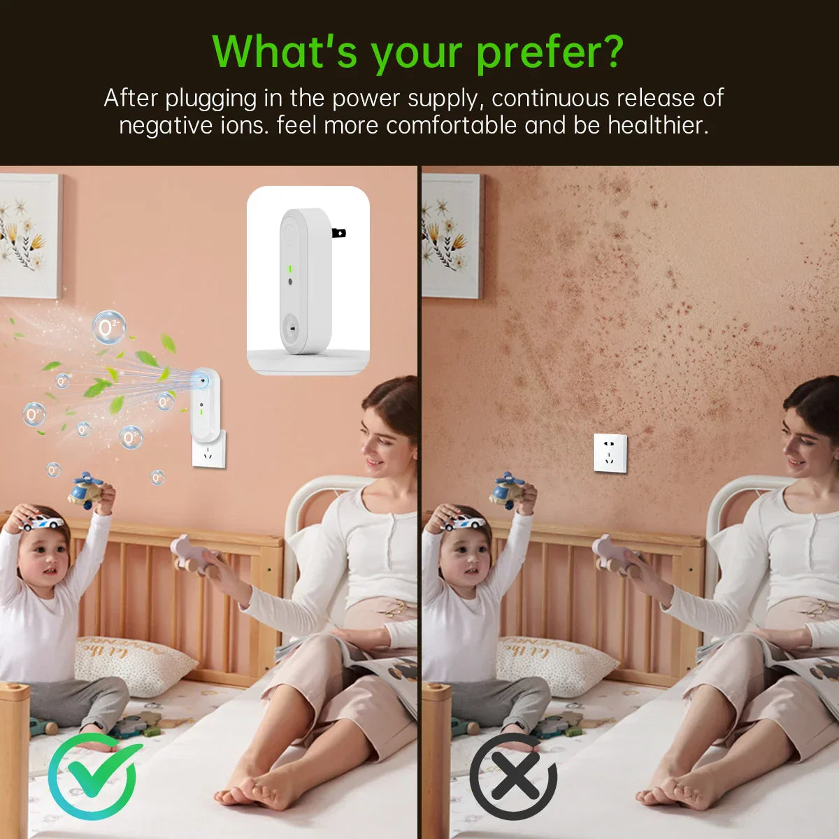 Compact Filter-Free Air Purifier with Touch Control Night Light