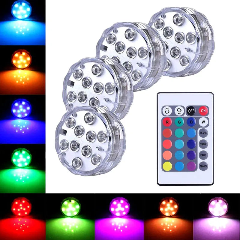 RGB Underwater Pool Lights with Remote Control and 10 LEDs
