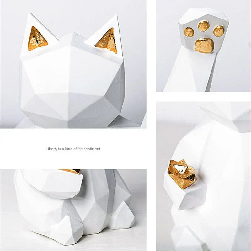 Nordic Style Geometric Lucky Cat Figurine