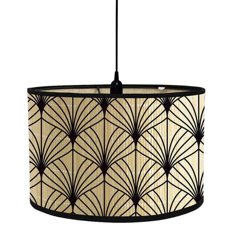 Art Deco Bamboo and Iron Drum Lampshade