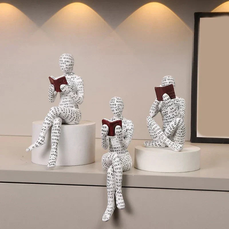 Sitting Reading Figure Decorative Accent for Book Lovers