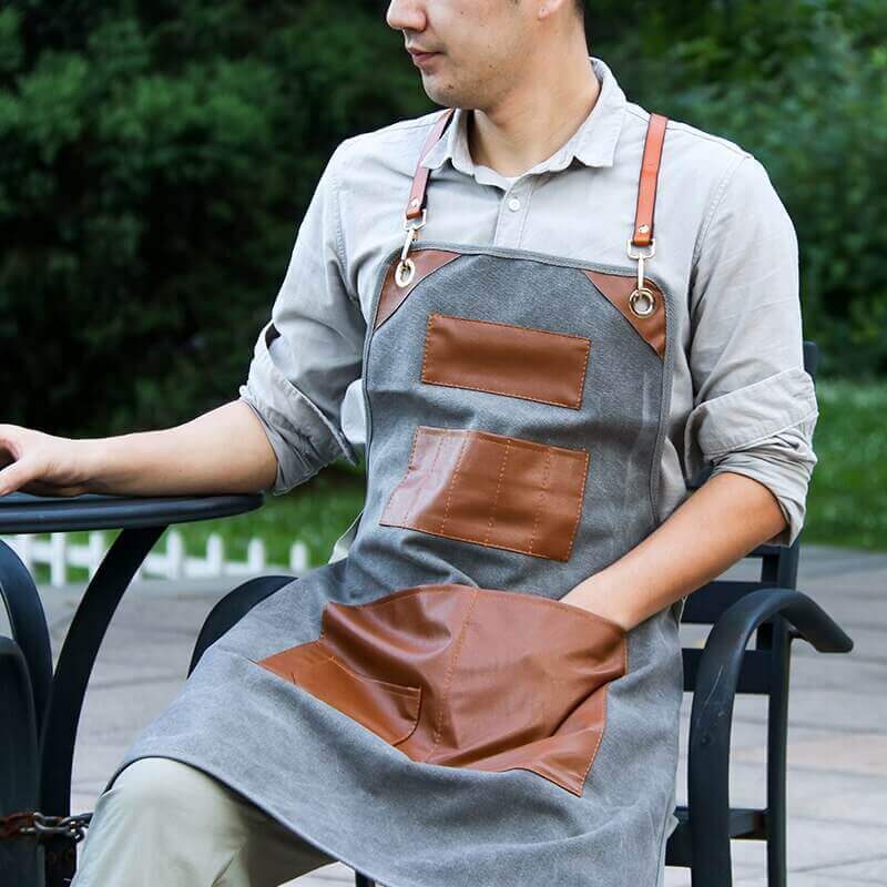 Premium Leather Kitchen Apron with Fire-Resistant Straps