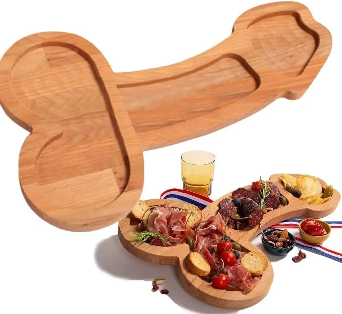 Wooden Cheese Board with Compartments for Charcuterie and Snacks