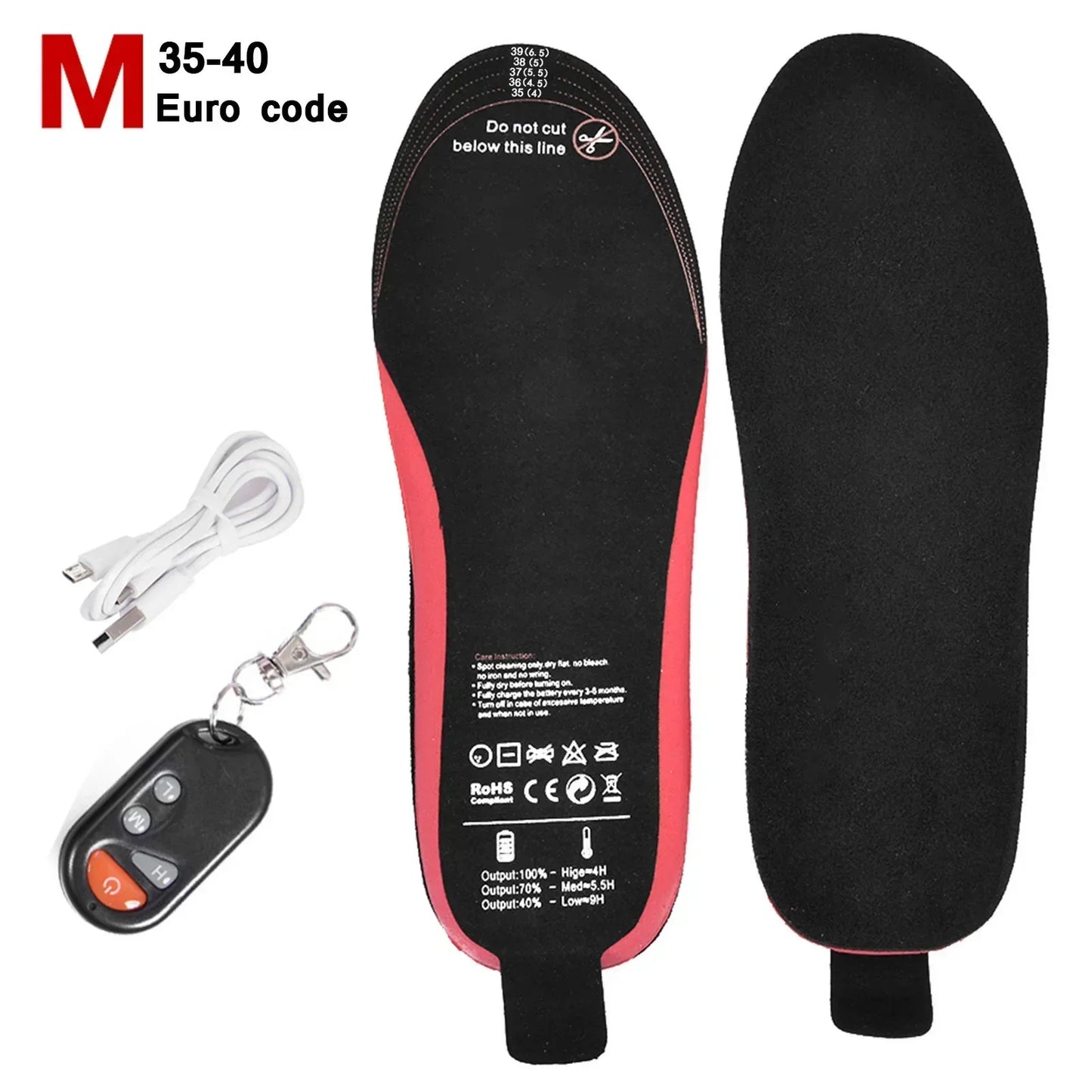 Rechargeable Heated Insoles with Wireless Remote Control