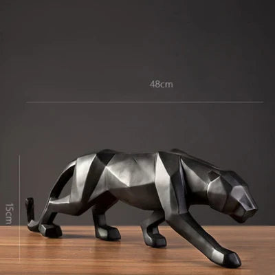 Abstract Leopard Statue in Resin - Modern Geometric Animal Figure for Home Office Decor