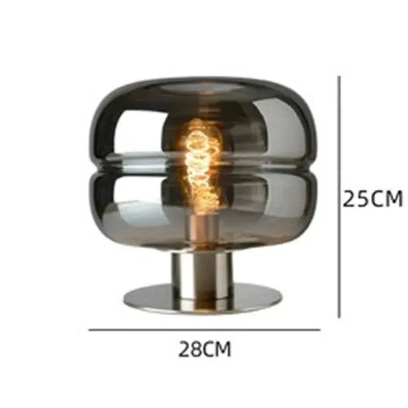 Scandinavian Glass Table Lamp in Clear, Smoke Grey, or Cognac