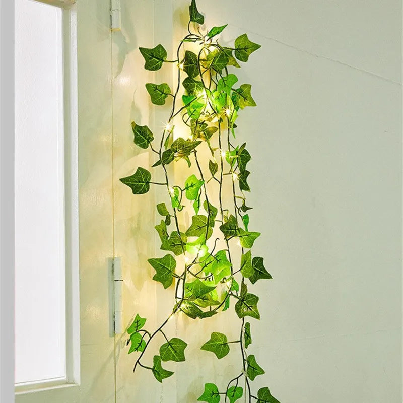 Garden Vine LED String Lights with Leaf Garland Design