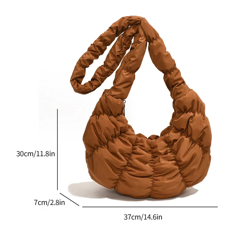 Puff Croissant Shoulder Bag - Lightweight Nylon Tote