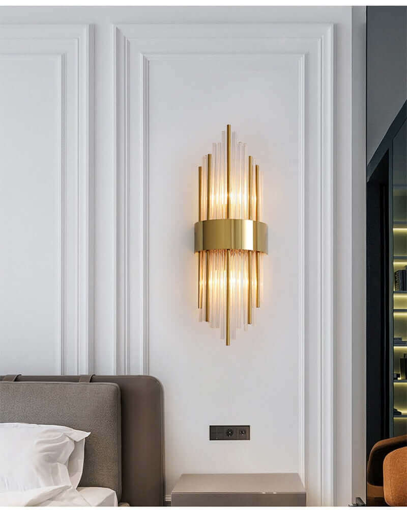 Art Deco Gold Wall Lights with Up & Down Shades
