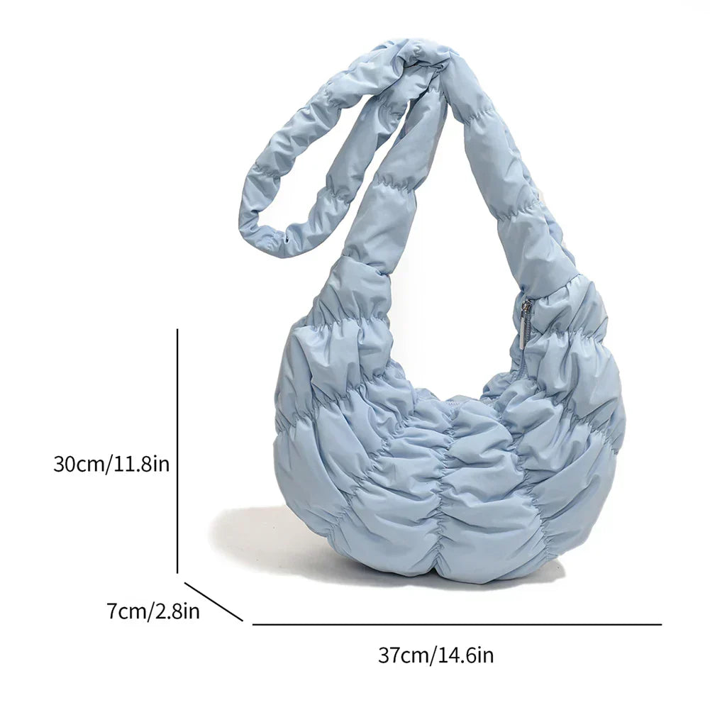 Puff Croissant Shoulder Bag - Lightweight Nylon Tote