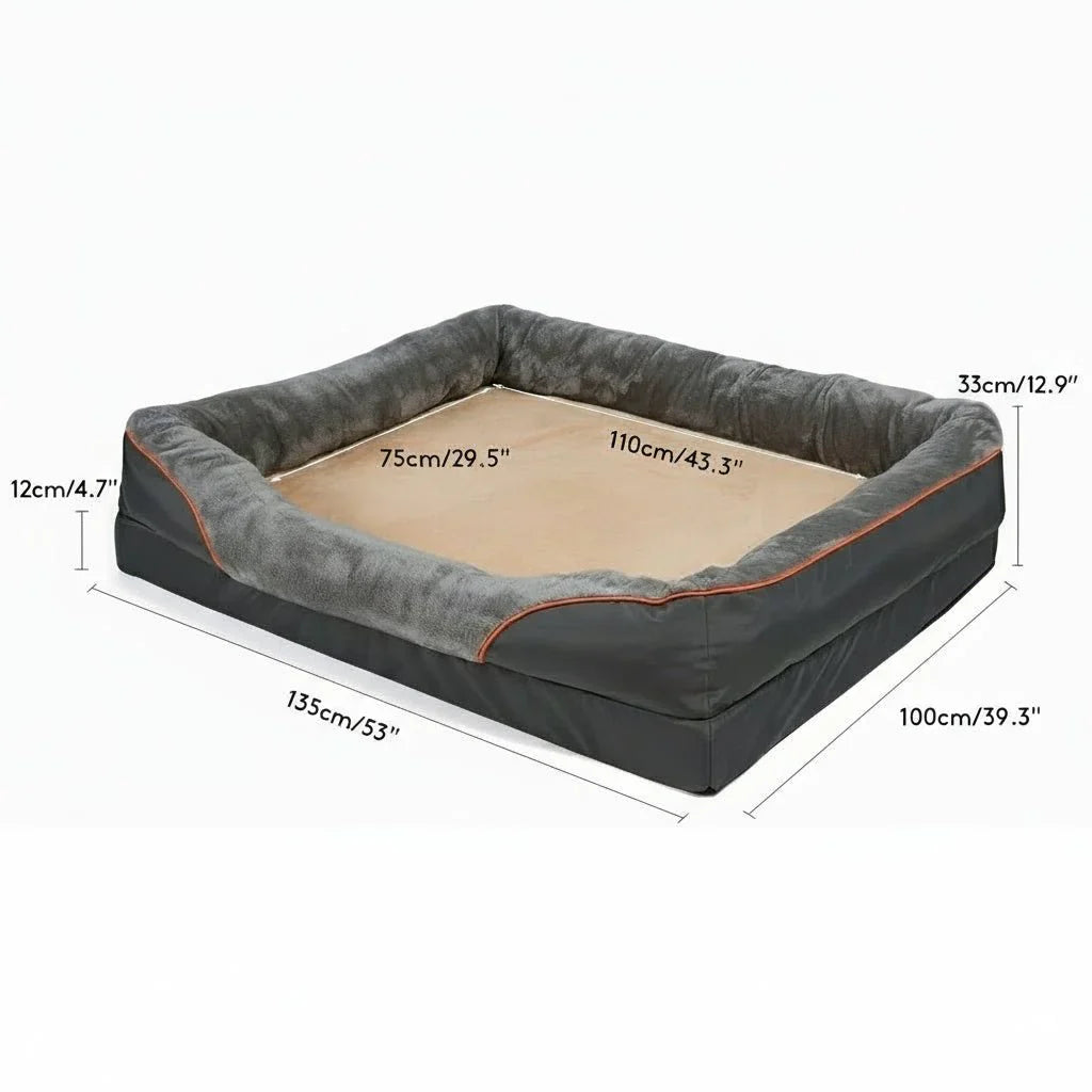 Waterproof Orthopedic Dog Bed with Memory Foam Support and Elevated Pillow