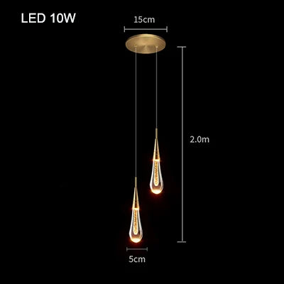 Crystal Pendant Light with Gold Finish and LED Bulbs