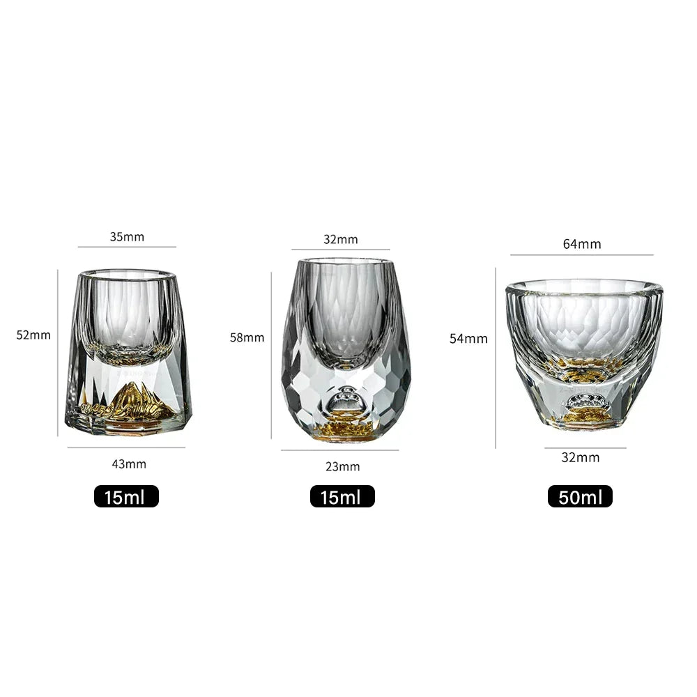Lead-Free Crystal Moutai Whiskey Glasses with 24K Gold Leaf Finish