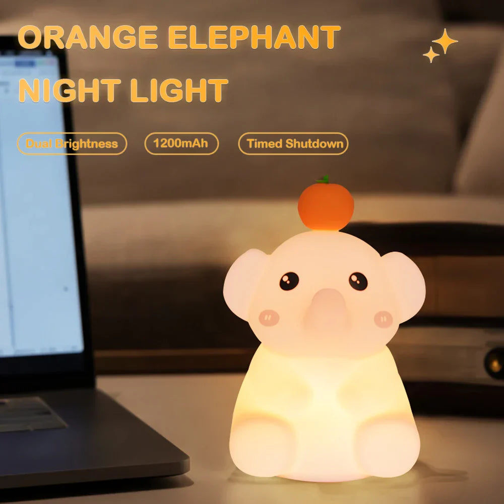 Portable Rechargeable LED Night Light with Adjustable Brightness - Soft Silicone Design