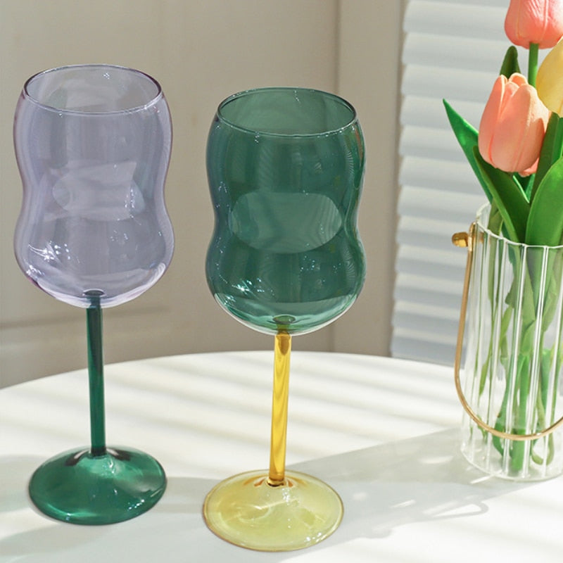 Two-Tone Chubby Wine Glass in Borosilicate Glass