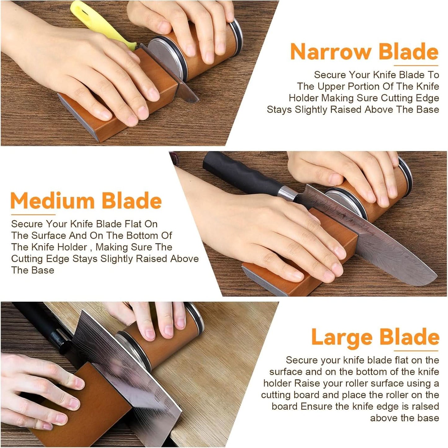 Rolling Diamond and Ceramic Knife Sharpener with Magnetic Angle Guide