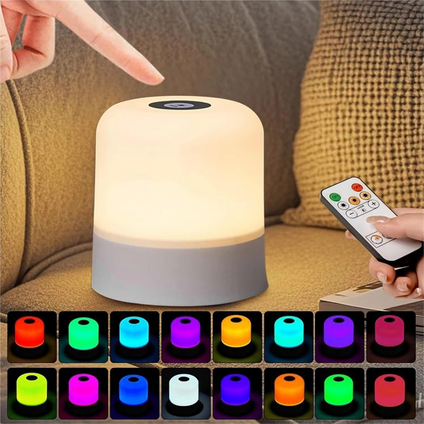 Color Changing Touch Table Lamp with Remote Control and Rechargeable Battery