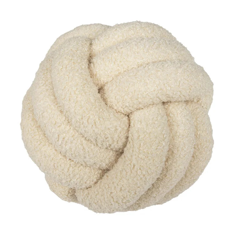 Cozy Hand-Knotted Sheepskin Ball Throw Pillow
